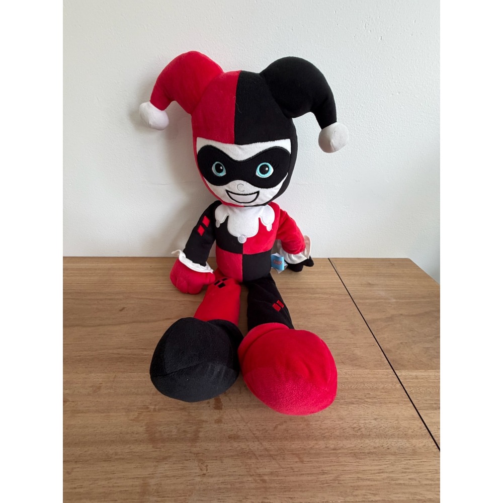 Justice League Harley Quinn Plush Stuffed Toy Red Black Jester 21 Inch DC Comics